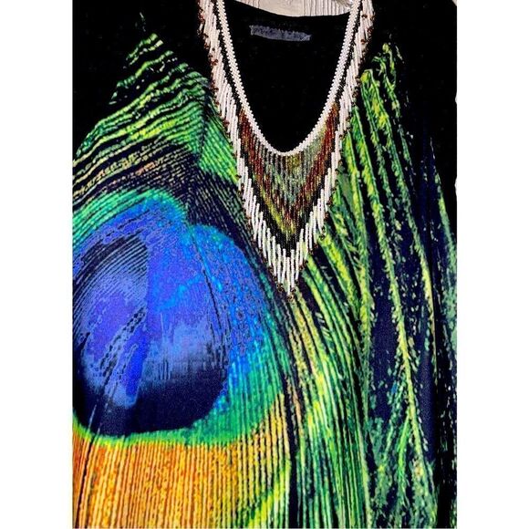 Festival Peacock Silk Jersey Maxi Dress - Picture 2 of 15